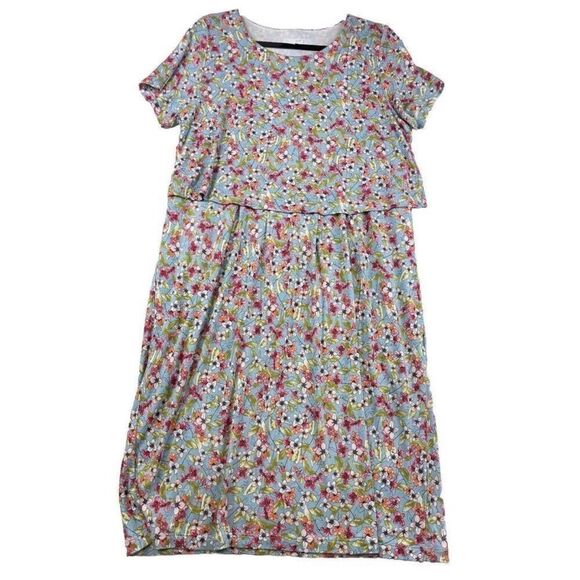 J. Jill Women's LARGE Spring Garden Layered Dress Ditsy Floral Buttery Soft - Picture 3 of 9